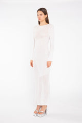 Off White Mix Knit Maxi-Dress