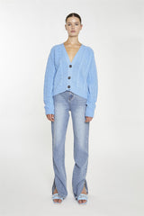 Cornflower Blue Button Down Cable Knit Cardigan