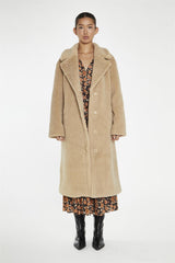 Beige Teddy-Fur Longline-Coat