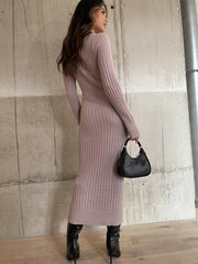 Pale-Lilac Knitted Midaxi-Dress