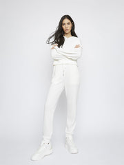 White Ribbed Loungewear Top