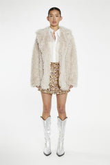 Light-Stone Faux Fur -Coat