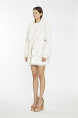 Cream Shearling Oversized-Collar Jacket