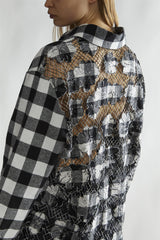 Mono-Check Applique Oversized Classic-Shirt