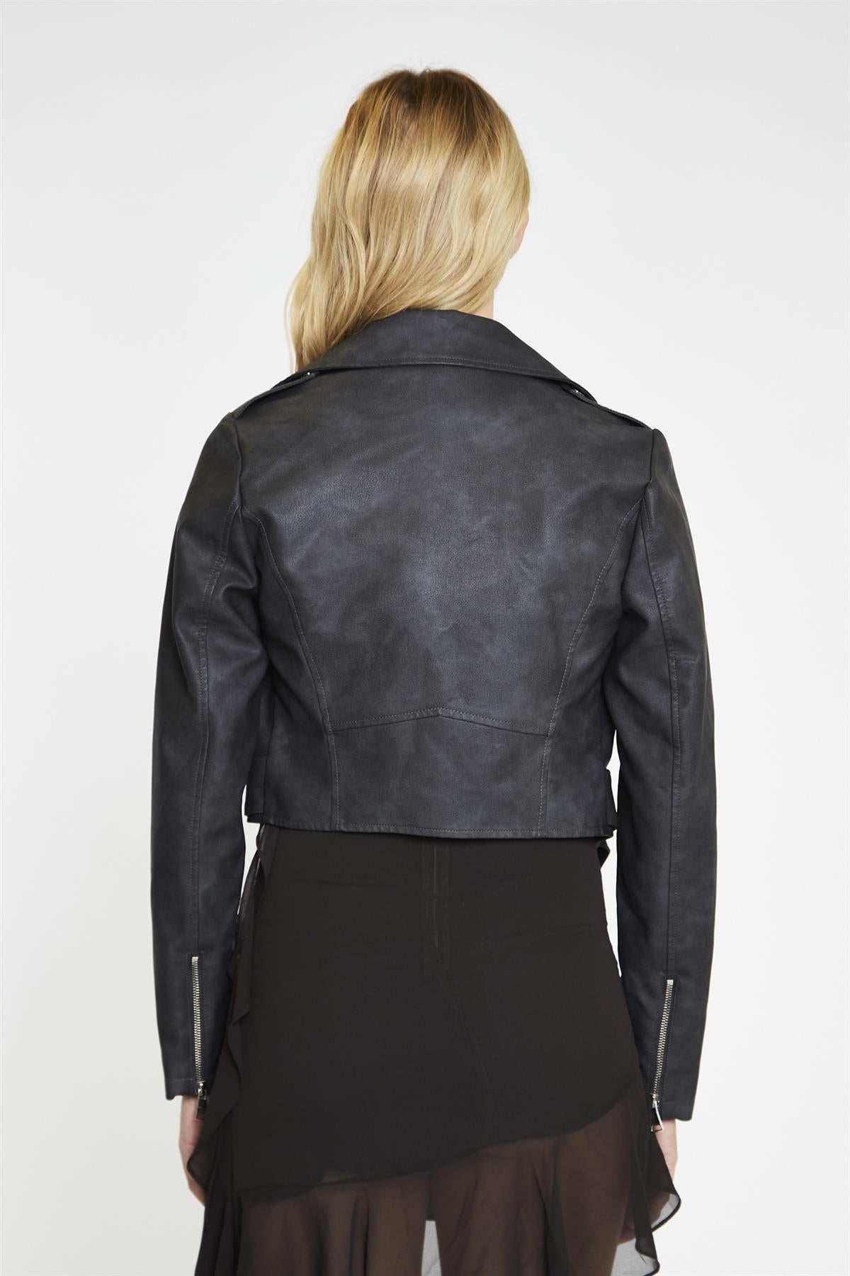 Black Antique Cropped Belted Jacket