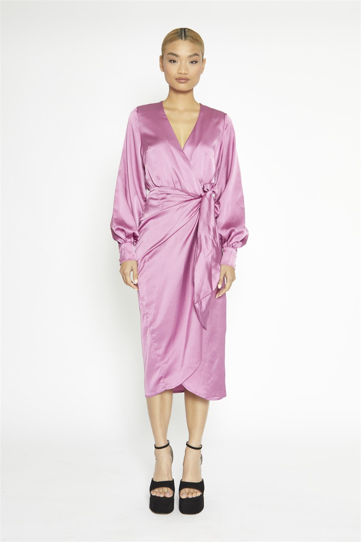 Orchid Wrap Midi-Dress