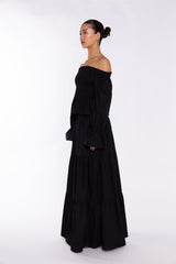 Black Tiered Maxi-Skirt