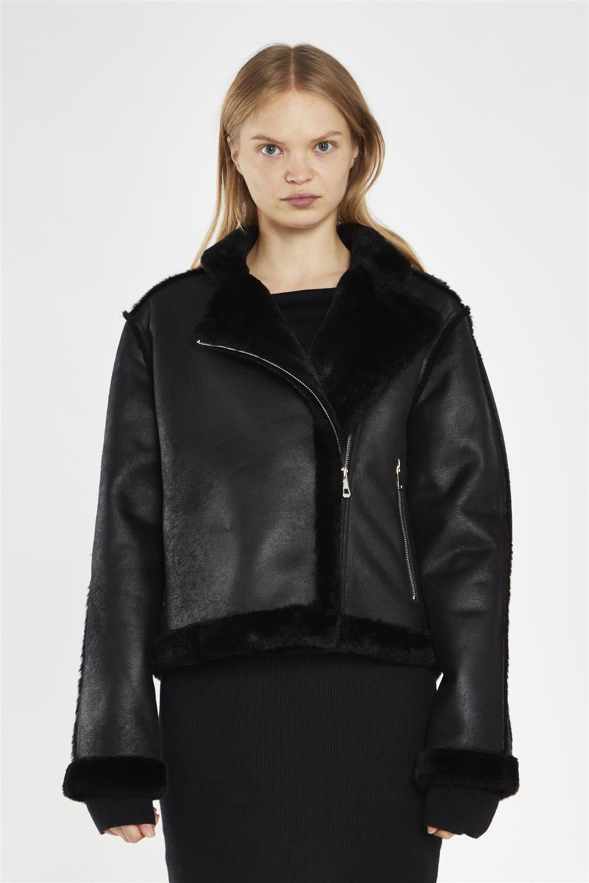 Black Fur-Trim -Jacket