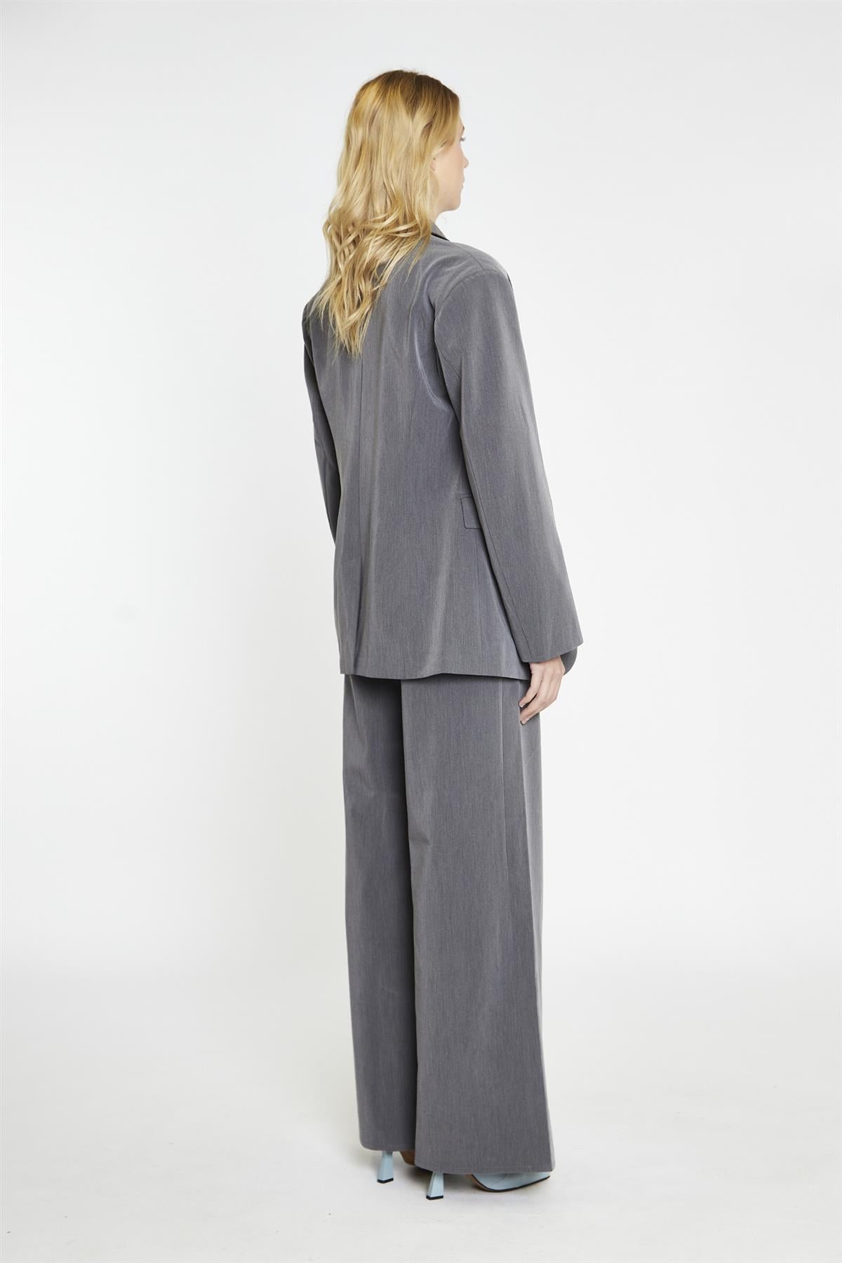 Dark-Grey High-Waisted Wide-Leg Trousers