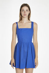 Ultramarine-Blue Boned Skater Mini-Dress