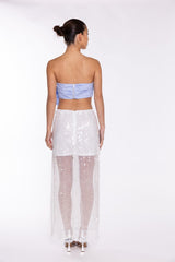 Light-Blue 3D Corsage Crop-Top