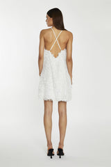 White Glitter Fringe Mini-Dress