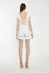 Off White Lace-Trim Frill Shorts