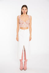 Off White Centre-Split Denim Maxi-Skirt