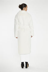 Cream Faux-Fur Longline-Coat