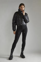 Black PU Puffer Cropped-Jacket