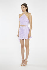 Light-Violet Asymmetric Ruched Mini-Skirt