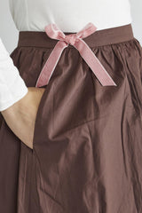 Brown Bow-Detail Midi-Skirt