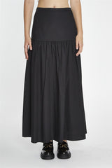 Black Dropped Waist Maxi-Skirt