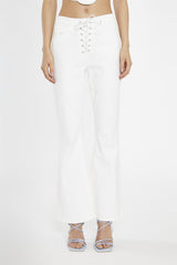 Off-White Lace-up Low-Waisted-Jeans