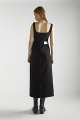 Black Denim Centre-Split Maxi-Skirt