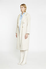 Ecru Double Breasted Longline-Coat