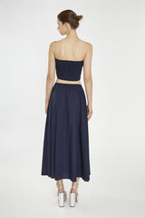 Navy Floaty Midaxi-Skirt